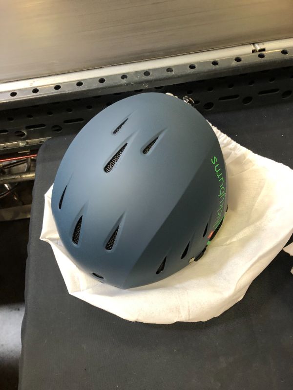 Photo 2 of Lucky Bums Snow Sport Helmet, Matte Steel/Green, Medium
