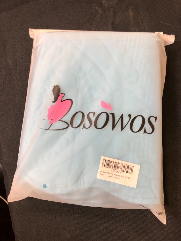 Photo 2 of BOSOWOS Quilted Pillow Shams Set of 2, Decorative Microfiber Queen Bed Pillow Shams, Soft Breathable Pillow Covers with Envelope Closure (Blue, 2Pcs:20 x 30inch)
