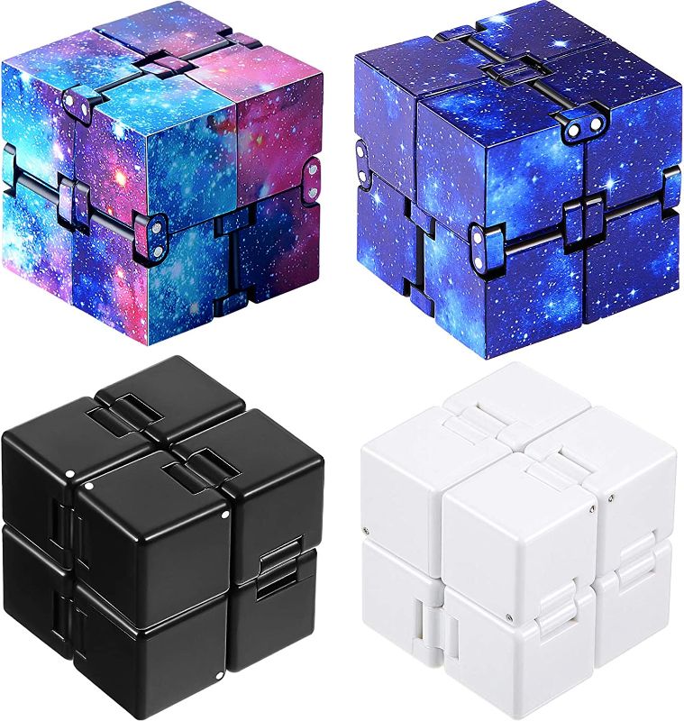Photo 1 of 4 Pieces Infinity Cube Fidget Toy Sensory Tool EDC Fidgeting Game Mini Infinity Cube Desk Toy for Stress and Anxiety Relief Sensory Tool Supplies (Black, White, Starry, Starry Purple)
