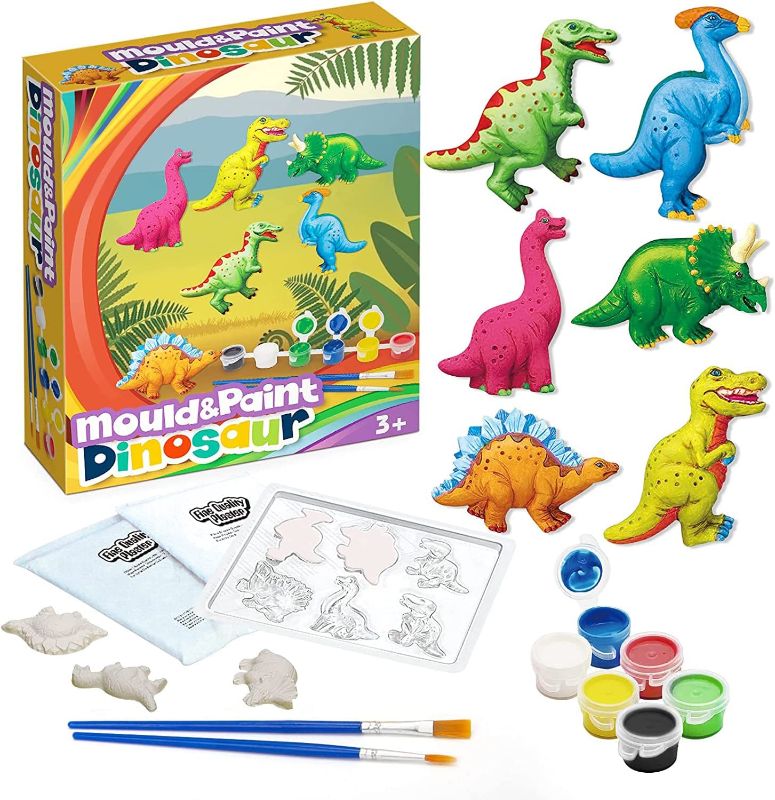 Photo 1 of Aviaswin Dinosaur Painting Kit for Kids, Arts and Crafts for Kids Ages 6-8, 8-12, 6 Dino Figurines Playset, Gifts for Boys and Girls
