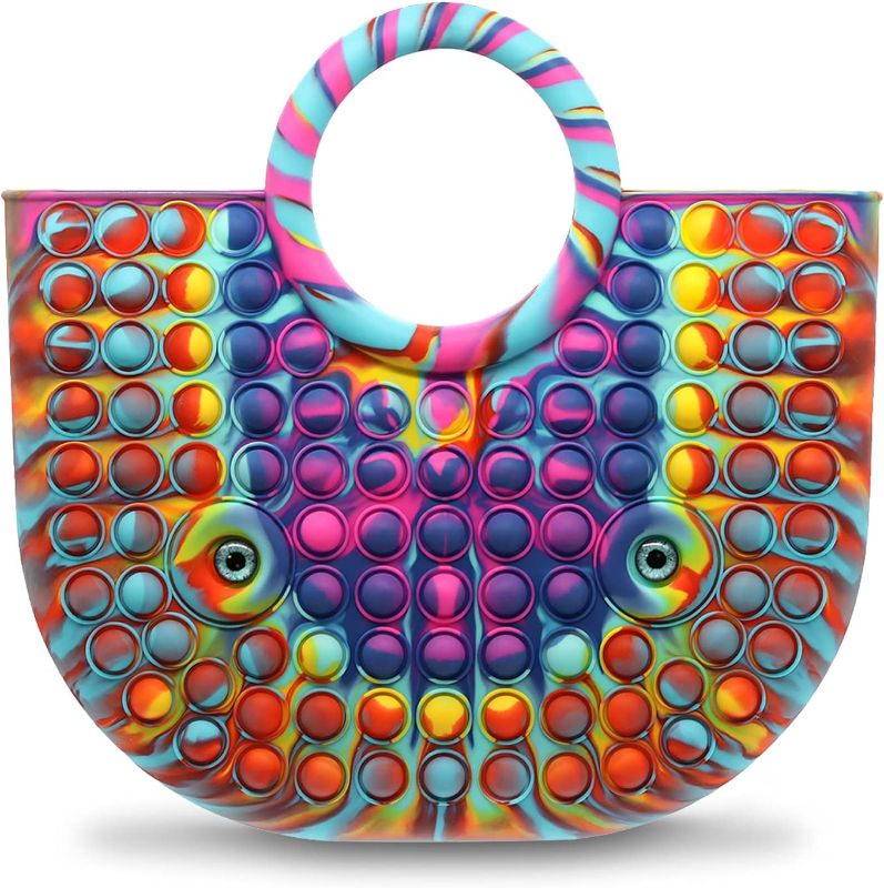 Photo 1 of iBccly Fidget Handbag Toys Latest Pop Bubble Ladies Handbag Wallet Pop Fidget Bag Fashionable for Shopping Fidget Toys for Girls Pop Game ?Multicolor?
