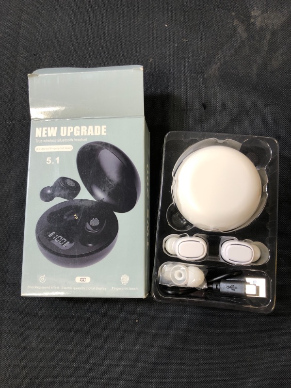 Photo 2 of Kebei Wireless Earbuds,Upgraded Bluetooth 5.1 in-Ear Stereo Wireless Headphones,IPX7 Waterproof Wireless Earphones, 20 Hrs Sport Earbuds,Noise Cancelling Mics Earphones for iOS and Android (White)

