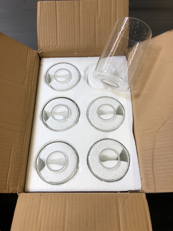 Photo 2 of Canomo 6 Packs Seeded Glass Light Cylinder Shades , 6" x 4" Clear Bubble Glass Lamp Shade Replacement Fit for 2-1/4 Fitter Wall Lamps Chandeliers or Ceiling Lamps
