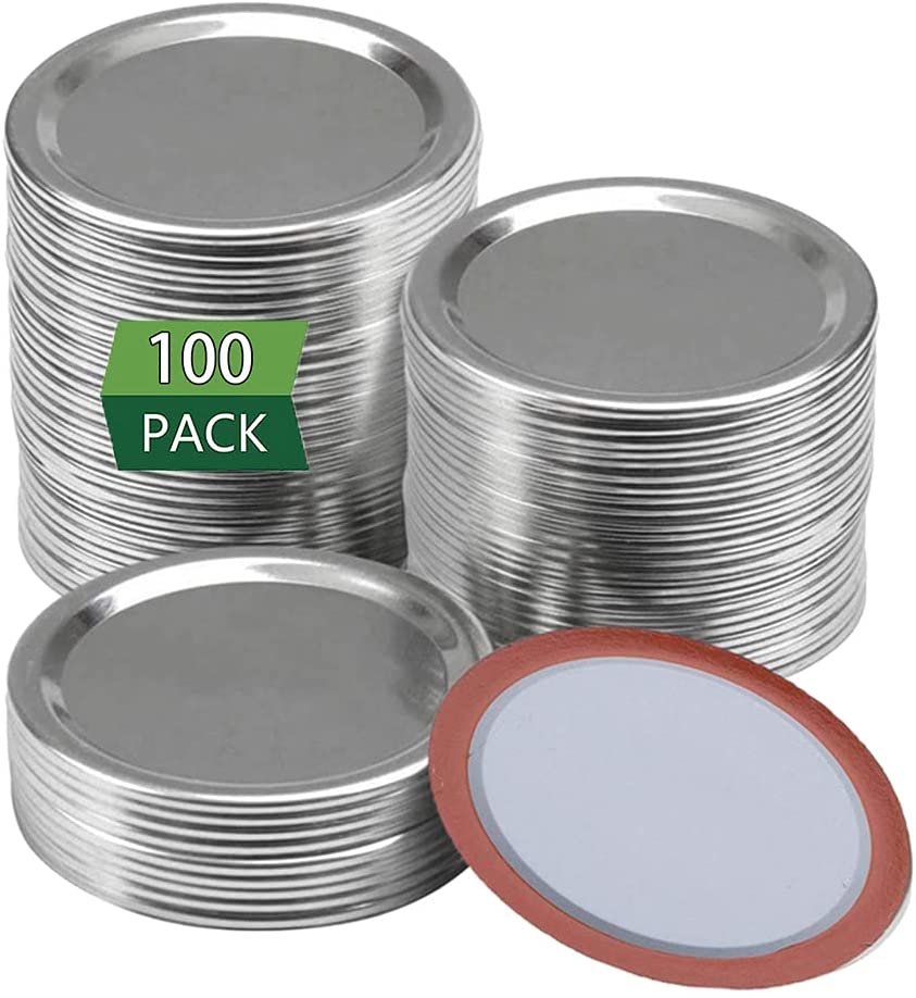 Photo 1 of 100pcs Regular Mouth Canning Lids, 70MM Mason Jar Lids for Ball, Kerr Jars, Leak Proof Split-Type Metal Canning Lids with Silicone Seals Rings, 100% Fit & ?Airtight for Regular Mouth Jars
