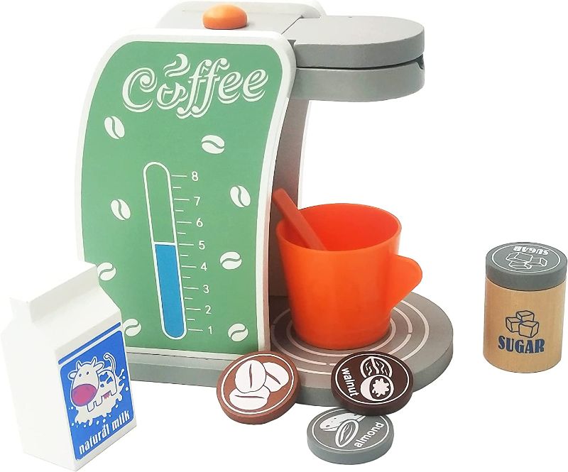 Photo 1 of Kids Kitchen Playset Wooden Coffee Maker, Play Kitchen Accessories Espresso Machine Play Set, Wood Pretend Play Food Kitchen Toys for Toddlers Ages 3 and Up.
