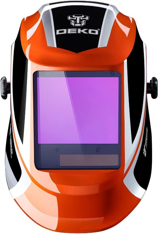 Photo 1 of DEKOPRO Welding Helmet Auto Darkening Solar Powered wide viewing field Professional Hood with Wide Lens Adjustable Shade Range 4/9-13 for Mig Tig Arc Weld Grinding Welder Mask
