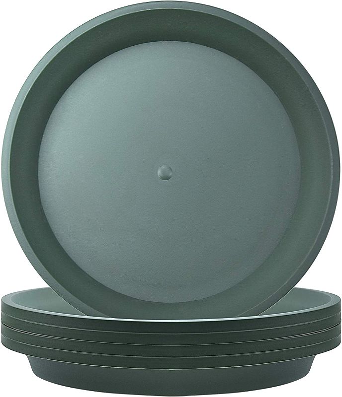 Photo 1 of 10 Pack Green Plant Saucer Heavy Duty Sturdy Drip Trays for Indoor and Outdoor Plants (5 inch, Round)
