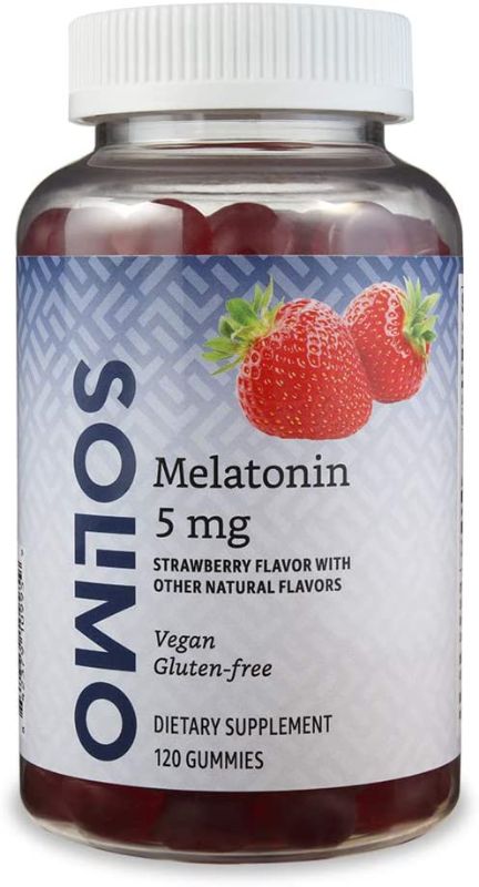Photo 1 of 2 PK Amazon Brand - Solimo Melatonin 5mg, 120 Gummies (2 Gummies per Serving) BEST BY 8/23
