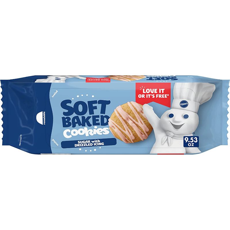 Photo 1 of 5 PK Pillsbury Soft Baked Cookies, Sugar with Icing, 9.53 oz, 18 ct BEST BY 6/20/22
