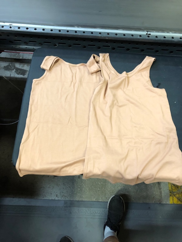 Photo 1 of 2 PK womens nude tank tops sz L 