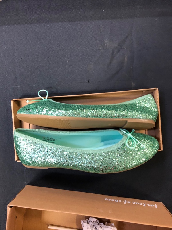 Photo 2 of FEVERSOLE Women's Sparkle Memory Foam Cushioned Colorful Shiny Ballet Flats sz 8.5
