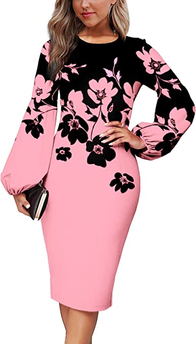 Photo 1 of Beverly Women's Bodycon Pencil Dress Business Long Sleeve Elegant Bow Knot Work Office Cocktail Party Sheath Dresses sz XXL
