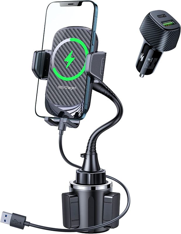 Photo 1 of [Fast Charging] andobil 15in Wireless Car Charger, [Safest Chip & Qi Cert] Car Cup Phone Mount with 38W Adapter Adjustable Gooseneck Cup Holder for iPhone 13 12 Pro Max Samsung Galaxy & 5G Smartphones
