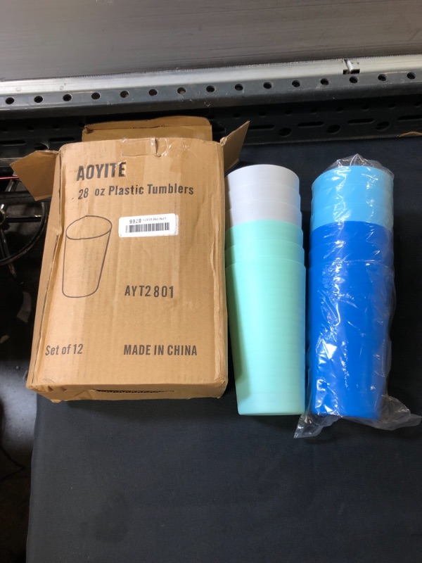 Photo 1 of 12 PCS - 28 OZ PLASTIC TUMBLERS 