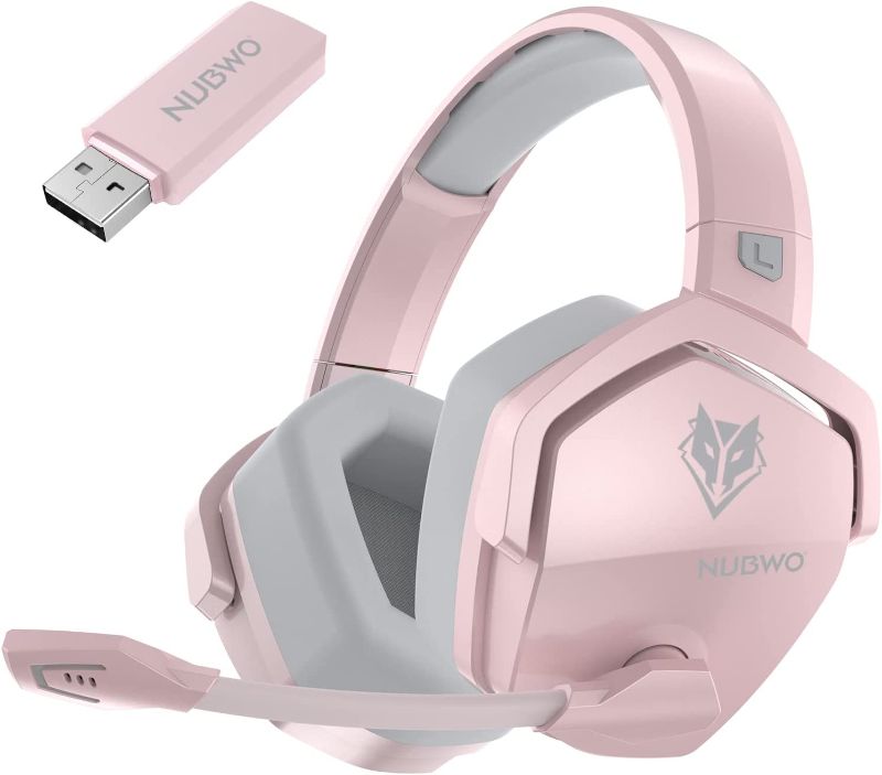 Photo 1 of NUBWO G06 Wireless Gaming Headset for PS5, PS4, PC Games, 2.4GHz Ultra-Low Latency, Bluetooth 5.0, Soft Memory Earmuffs (Pink)
HEADSET ONLY - NO ORIGINAL BOX 