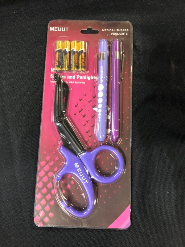 Photo 2 of 3 Pack Pen light & Medical Shears-Two LED Medical Penlights with Pupil Gauge, One 7.5" EMT Trauma Scissor with Carabiner-Bandage Scissor for Nurse Doctor EMT
