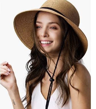 Photo 1 of FURTALK Womens Wide Brim Sun Hat with Wind Lanyard UPF Summer Straw Sun Hats for Women
- medium size 