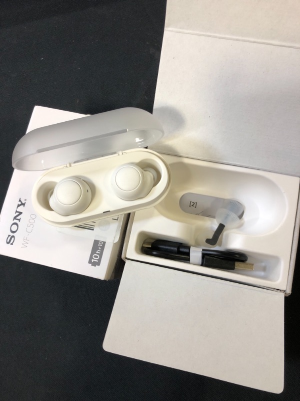 Photo 2 of Sony WF-C500 Truly Wireless in-Ear Bluetooth Earbud Headphones with Mic and IPX4 Water Resistance, White (Amazon Exclusive)
