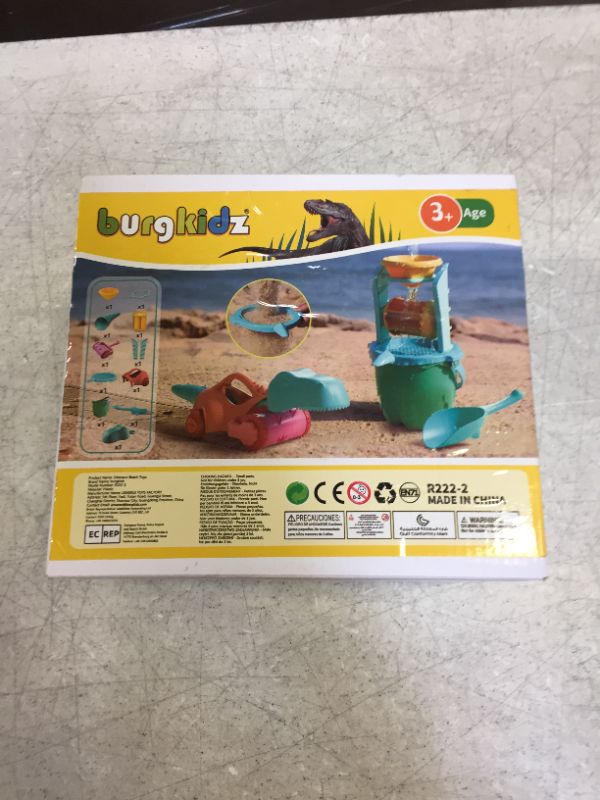 Photo 2 of burgkidz Beach Sand Toys for Kids, Toddlers Dinosaur Sand Toys, Include Sand-and-Water Funnel, Sand Shovel, Bucket, Sand Sifter, Summer Outdoor Toys for Boys Girls Ages 3 4 5 6 7 8
