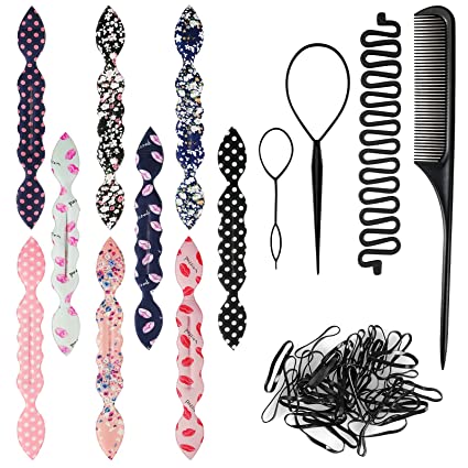 Photo 1 of 14 Pieces Hair Tail Tools Set,Ponytail Maker Hair Braiding Tool for Women Girls Styling Maker Hair Styling Accessories
