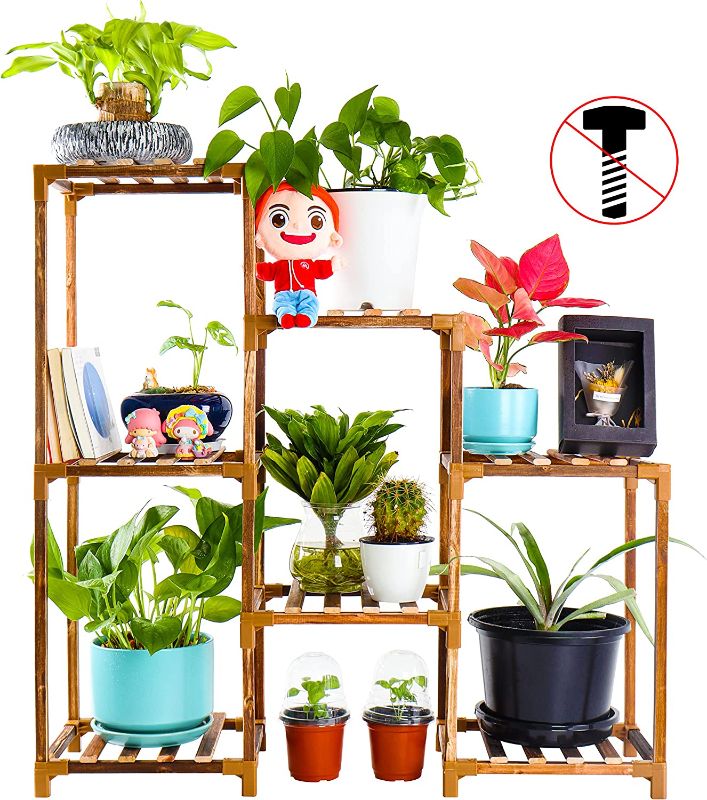 Photo 1 of Bonviee Corner Plant Stand Indoor, 5 Tier 7Potted Plant Shelf for Multiple Plants Indoor Outdoor, Corner Plant Stand Flower Holder for Garden, Window, Balcony and Living Room-7 Potted