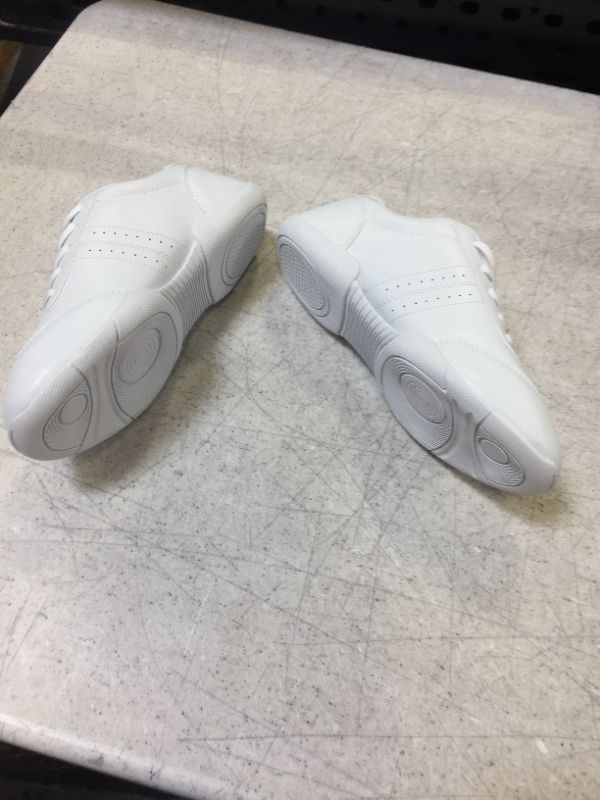 Photo 4 of BAXINIER Girls White Cheerleading Dance Shoes Athletic Training Tennis Breathable Youth Competition Cheer Sneakers SIZE 4
