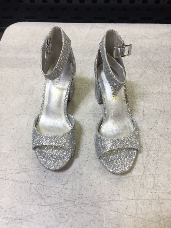 Photo 2 of Dream Pairs Women's Ankle Strap Close Toe Chunky High Heel Pump Dress Shoes Angela Silver/Glitter Size 5 - NO BOX -