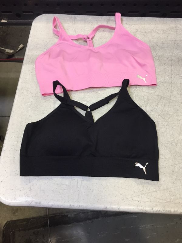 Photo 1 of PUMA WOMENS SPORTS BRA PINK AND BLACK - MEDIUM -