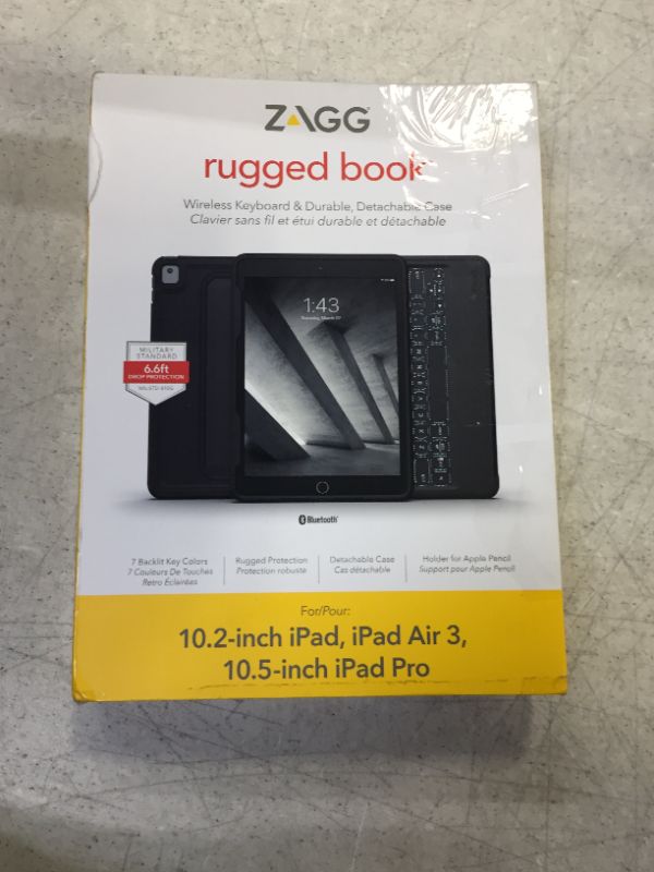 Photo 3 of ZAGG Rugged Book Detachable Case and Magnetic-Hinged Keyboard for iPad Air 3, iPad Pro 10.2" and iPad Pro 10.5" (9th Generation), Multi-Device Bluetooth Pairing, Backlit Keyboard, Durable