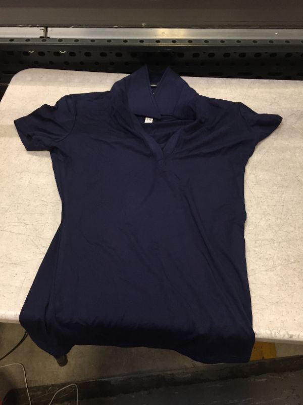Photo 2 of AmélieBoutik Women Collared V Neck Short Sleeve Polo Shirt - MEDIUM -