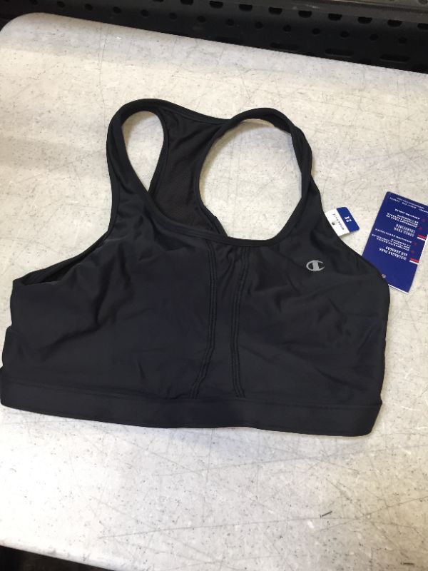 Photo 2 of Champion Womens Racerback Sports Bra 2X Black Moisture Wicking 