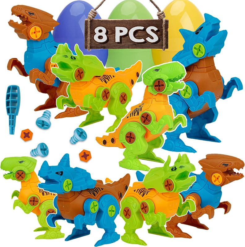 Photo 1 of 8 PC Take Apart STEM Dinosaur Toys for Kids 3-5 Prefilled Dinosaur Eggs