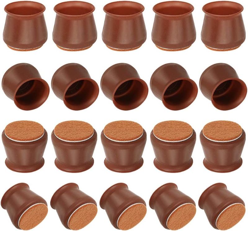 Photo 1 of  SCELESEC 20 PC Silicone Floor Protectors, Chair Protectors for Wooden Floors, Chair Leg Caps with Anti-Slip Felt Pads, Chair Protection Legs for Scratches & Noise, Size of 1.1-1.75 inch(Brown)