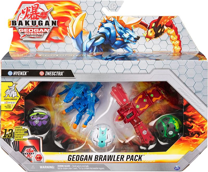Photo 1 of Bakugan Geogan Brawler 5-Pack, Exclusive Hyenix and Insectra Geogan and 3 Collectible Action Figures - BOX IS DAMAGED -