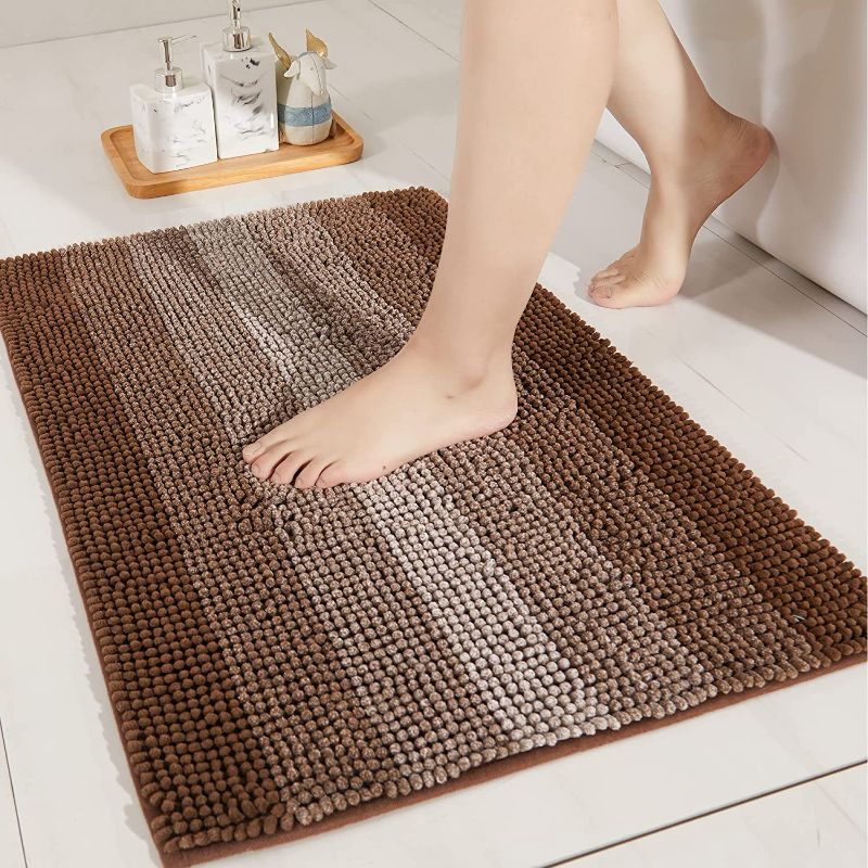 Photo 1 of COSY HOMEER 28x18 Inch Bath Rugs Made of 100% Polyester Extra Soft and Non Slip Bathroom Mats Specialized in Machine Washable and Water Absorbent Shower Mat, Brown