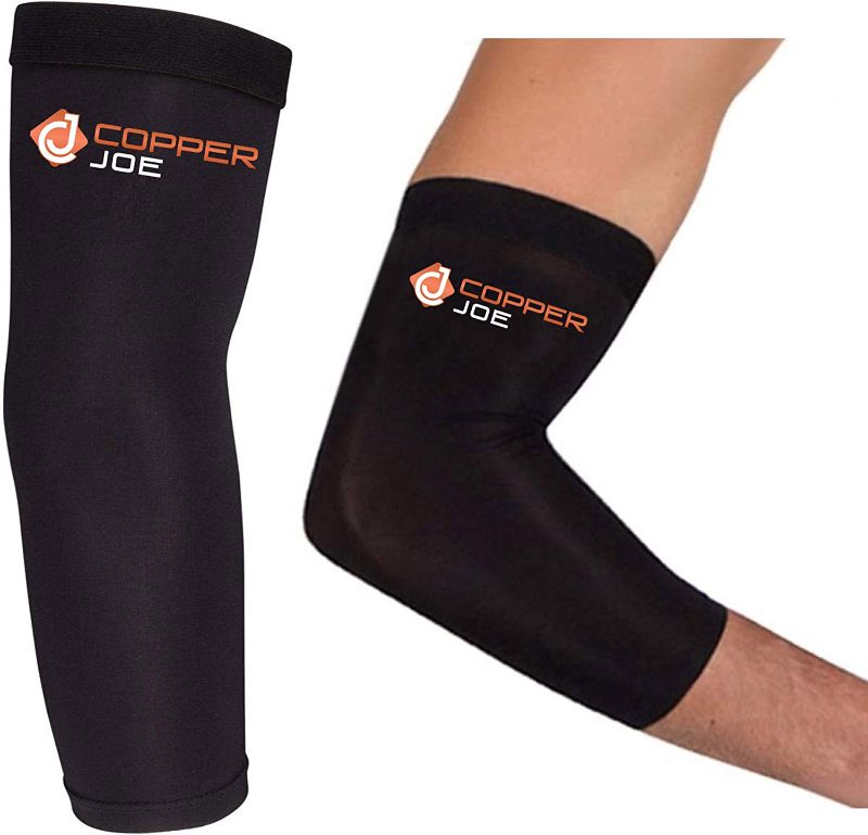 Photo 1 of 2 Pack - Copper Joe Recovery Elbow Compression Sleeve - Ultimate Copper Relief Elbow Brace for Arthritis, Golfers or Tennis Elbow and Tendonitis. Elbow Support Arm Sleeves For Men and Women (Medium)