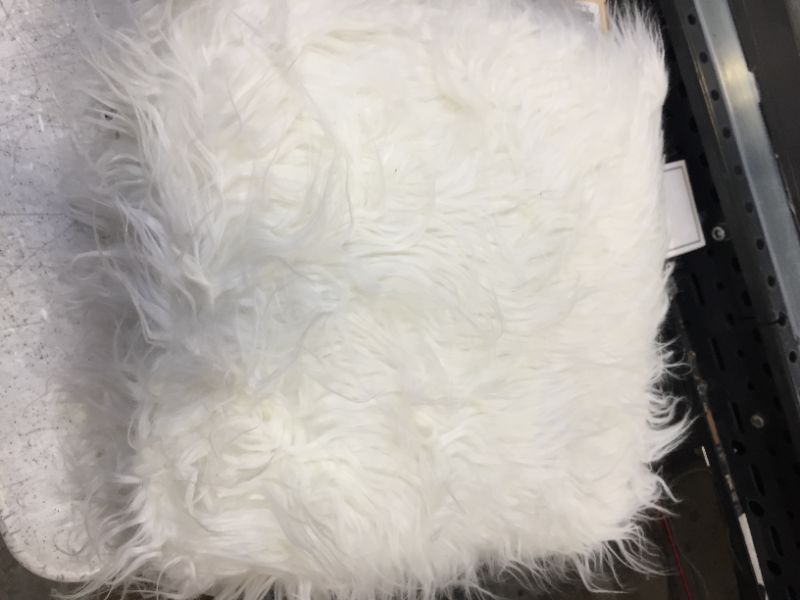 Photo 1 of C COMFORTLAND White Faux Fur Makeup Chairs for Vanity Desk, Small Fluffy Footstool Ottoman Seat, Square Vanity Stool Chair, Foot Rest Coffee Table Dressing Stool for Bedroom Living Room Kids Room
