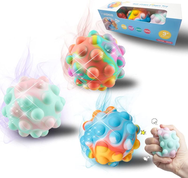 Photo 1 of 3 Pcs Stress Balls Fidget Toys,Pop its Ball Sensory Toys,Squishies Kawaii Party Favors for Kids-Toddler Toys,Fidgets Squishiy Toys
