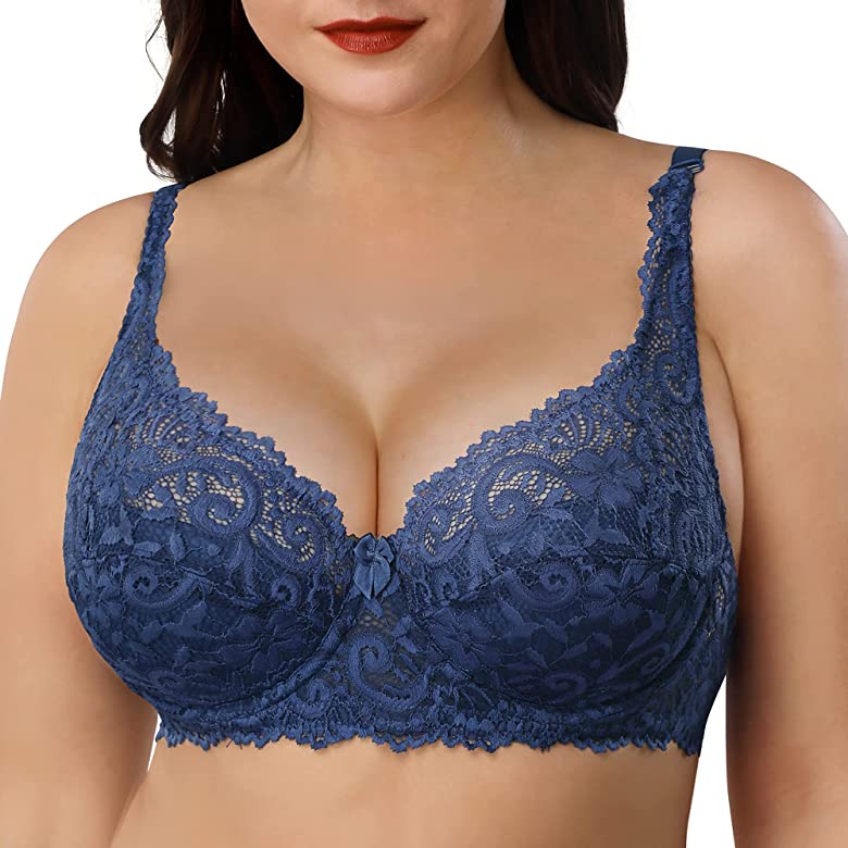 Photo 1 of BUSCBEAR Women Lace Full Figure Everyday Bras with Underwire Plus Size Supportive Bra - SZIE 34D -