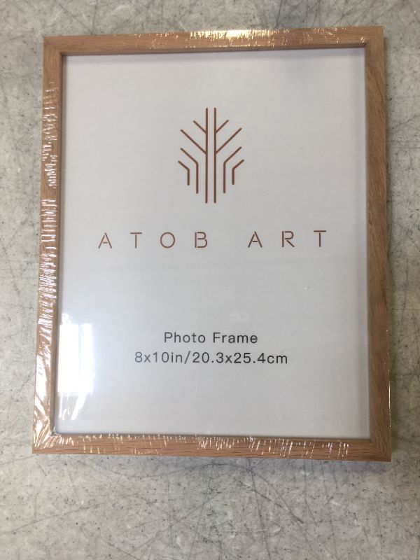 Photo 2 of ATOBART 8"x10" Solid Wood Picture Frame with Real Glass Cover, Natural Wood Color Frame, for Wall Mounting or Tabletop Display