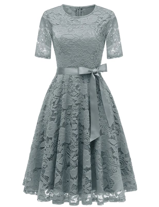 Photo 1 of DRESSTELLS Short Scoop Bridesmaid Floral Lace Dress Cocktail Formal Swing Dress -2XL -