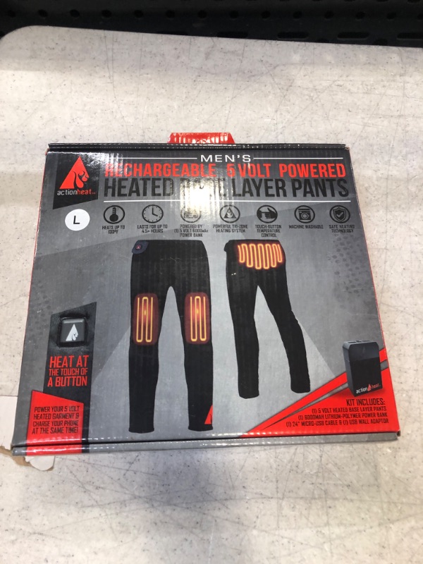 Photo 2 of ActionHeat 5V Base Layer Battery Heated Pants for Men - Trouser for Cold Weather, Size Large 

