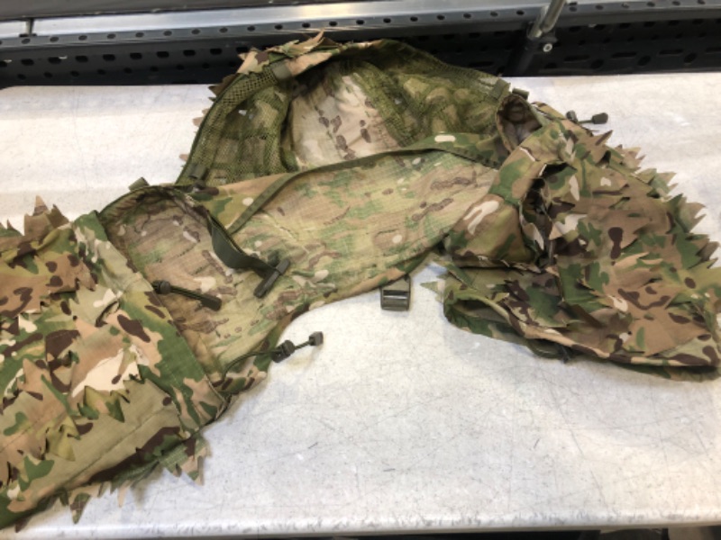 Photo 1 of ROCOTACTICAL Sniper Ghillie Viper Hood with 3D Laser-Cut Leaves, Tactical Ghillie Suit Foundation for Wargame, Hunting, Airsoft, Sniper Coat, CP Multicam/Woodland