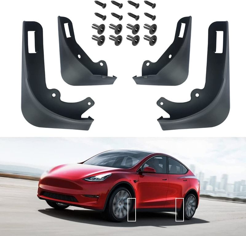 Photo 1 of 4PC Compatible with 2021 Tesla Model Y Mud Flaps Splash Guards No Need to Drill Holes Fender Mud Guard Accessories
