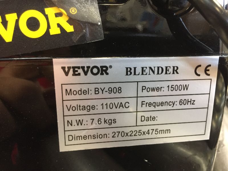 Photo 6 of VEVOR 110V Commercial Smoothie Blenders, 1.5L/50.7oz 1500W Countertop Silent Blender w/ 3-Side Silica Gel Sound Shield, Quiet Blender Self-Cleaning