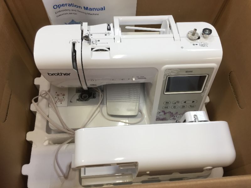 Photo 3 of Brother SE600 Sewing and Embroidery Machine, 80 Designs, 103 Built-In Stitches, Computerized, 4" x 4" Hoop Area, 3.2" LCD Touchscreen Display, 7 Included Feet
