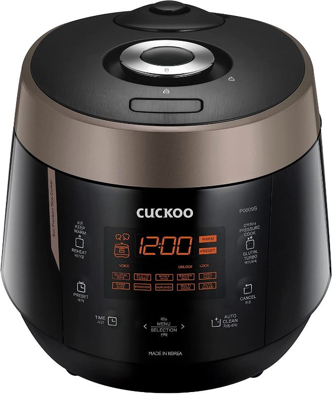 Photo 1 of CUCKOO CRP-P0609S | 6-Cup Pressure Rice Cooker | 12 Menu Options: Quinoa, Nu Rung Ji, GABA/Brown Rice & More, Made in Korea | Black/Copper
