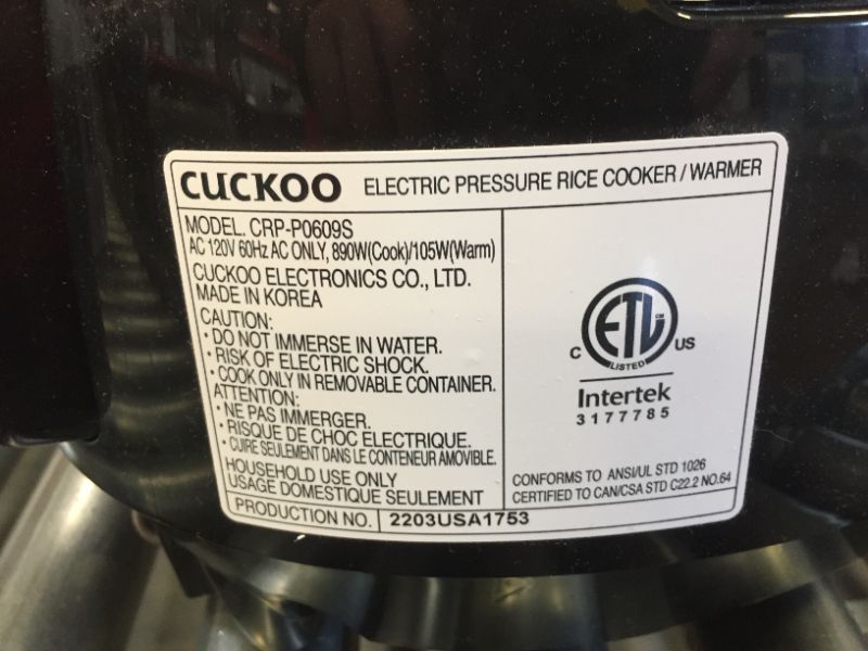 Photo 8 of CUCKOO CRP-P0609S | 6-Cup Pressure Rice Cooker | 12 Menu Options: Quinoa, Nu Rung Ji, GABA/Brown Rice & More, Made in Korea | Black/Copper
