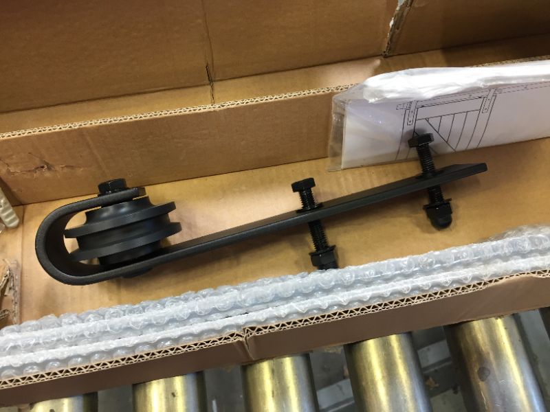 Photo 1 of SmartStandard 8 Foot One-Piece Track Sliding Barn Door Hardware Kit - Smoothly and Quietly - Easy to Install - Includes Step-By-Step Installation Instruction -Fit 42"- 48" Door Panel (J shape)