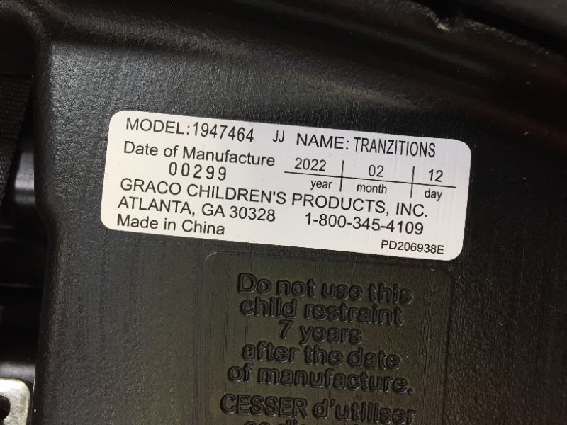 Photo 1 of Graco Tranzitions 3-in-1 Harness Booster, Black